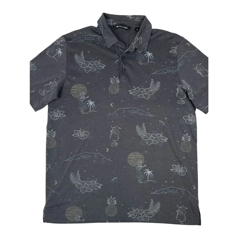 Travis Mathis Men's Hawaiian Short Sleeve Golf Polo Shirt Size Large